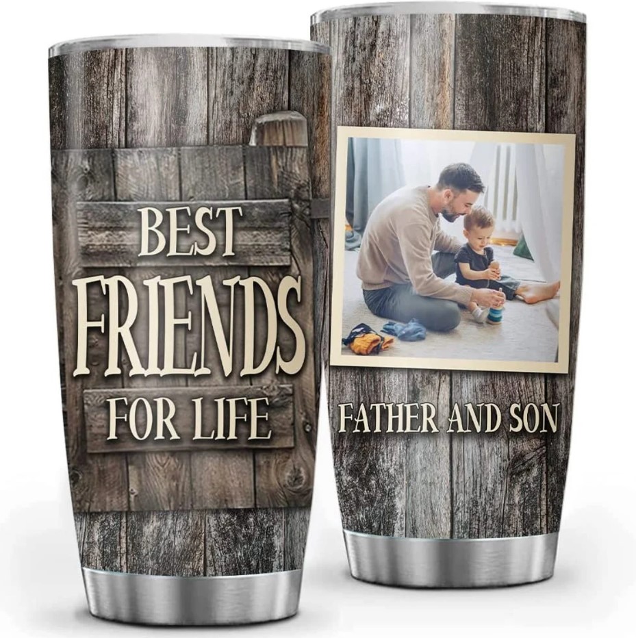 Custom Photo Papa And Son Tumbler Personalized Papa Tumbler Gift For Dad Papa Daddy Grandpa Fathers Day Gift